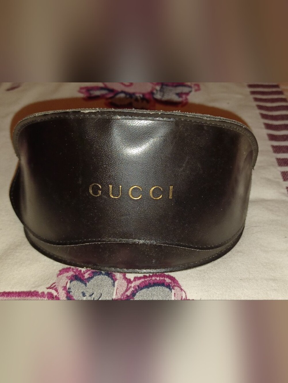 Vintage Gucci Brown Leather Eyewear Glasses  Case with Gold Logo